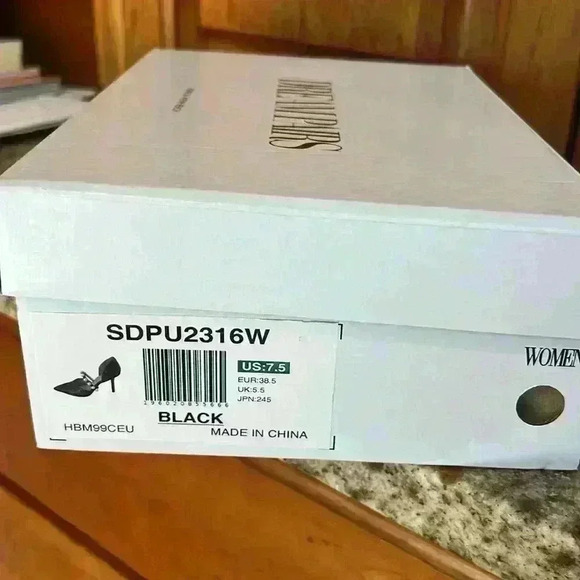 Dream pairs black patent Pearl Straps Pointed Toe Stiletto Heel Pumps Party NWT - Picture 5 of 5